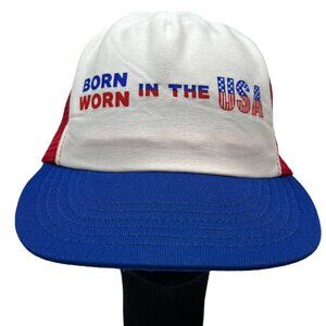Born in the USA Worn in the USA Vintage Retro Snapback Mesh Trucker Hat Cap 80s